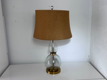 Glass Lamp With Burlap Shade