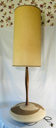 Very Tall Vintage Lamp With Original Shade, Swirl Base