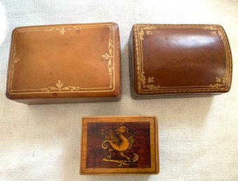 Hand Tooled Leather Boxes And More (3 Pcs)