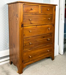 An American Pine Chest Of Drawers With Glass Top By Ethan Allen