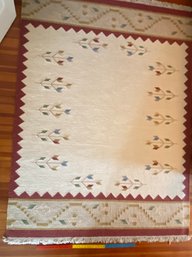 Kilim Dhurrie White And Red Wool Area Rug 5ft7inx7ft10in