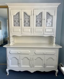 White Painted Shabby Chic Two Piece Hutch