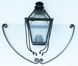 A Very Large 1920's Wrought Iron Porch Lantern, From Old Hudson Valley Hotel