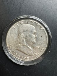 1951 Benjamin Franklin Silver Half Dollar