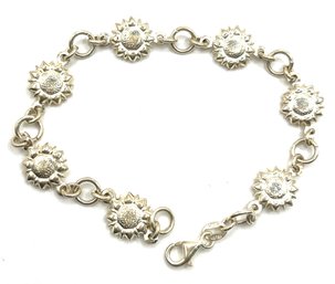 Vintage Italian Sterling Silver Floral Linked Bracelet