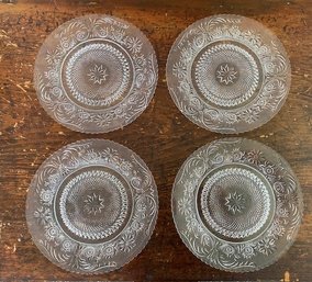 Set Of 4 Sandwich Glass Luncheon Plates