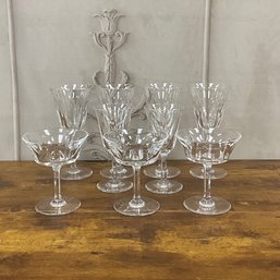 St. Louis French Crystal Stunning Cerdagne Mixed Lot Of 9 Water Goblets Wine & Champagne Glasses