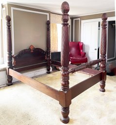 A Grand And Glorious Vintage Carved Mahogany QUEEN Poster Bedstead