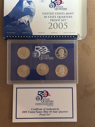 Beautiful 2005 US Mint 50 State Quarters Proof Set In Box With COA