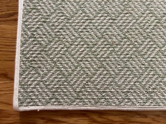 Large Green And White Colored Wool Area Rug