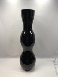 Intriguing Curvaceous Black Glass Modern Art Glass Vase