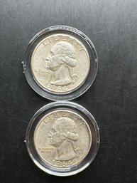 2 Washington Silver Quarters 1964, 1964-D