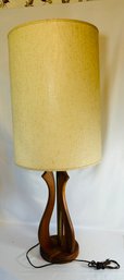 Vintage Lamp With Wooden Base, Original Shade, Tags Still Attached