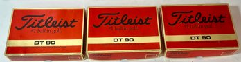 Three Vintage Titleist DT 90 Golf Balls