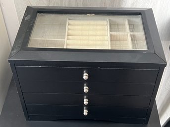 4-drawer Wooden Jewelry Box In Black Finish