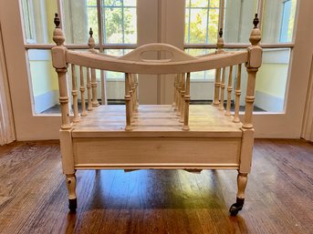 White Painted Magazine Holder, One Drawer, On Casters