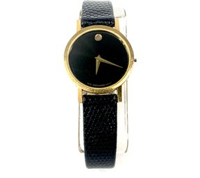 Movado Ladies Quartz Watch With Leather Band - No Stem