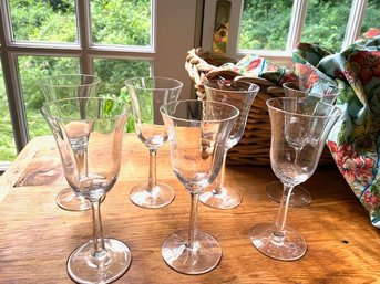 Set Of 7 Lenox Panel Optic White Wine Glasses