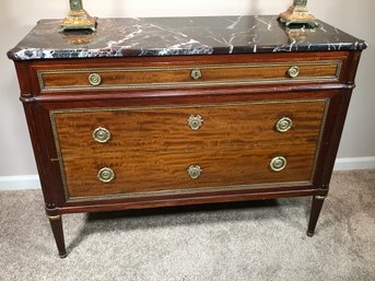 Stunning Antique French Marble Top Chest From WALDORF ASTORIA - Jansen ? BAYLE - PARIS Lock - Very Nice Piece