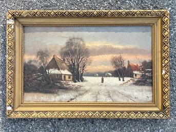 A 19th Century Oil On Board In Gilt Wood Frame