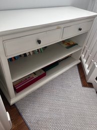 White Pottery Barn Two-Drawer Bookshelf / Console