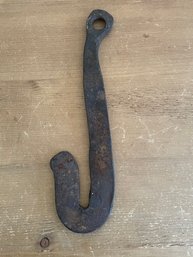 Antique Hand Forged Large 13' Iron Metal Flat Hook