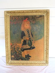 Girl With A Watering Can Red Bow Print Renoir Framed