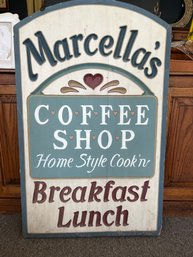 Large Wooden Double Sided Coffee Shop Sign - Heavy!
