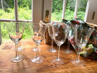 Set Of 8 Lenox Panel Optic Red Wine Glasses
