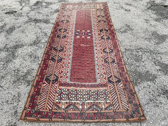 A Gorgeous Vintage 1970's Crewel Runner Carpet In Indo-Persian Style