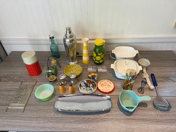 Table Lot Of Mid Century Kitchen Items