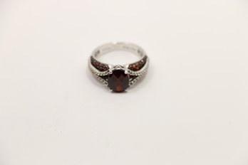 Sterling Silver Garnet Ring Size 7.75