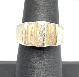 Vintage Solid Sterling Silver Grooved Ring, Size 6.75