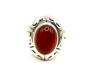 Vintage Mexican Sterling Silver Amber Color Stone Ring, Size 7.75