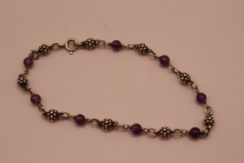 925 Sterling With Purple Stones Bracelet