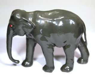 Antique Painted Lead Larger Circus Elephant Figure