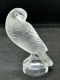 Vintage LALIQUE PARIS Preening Turtle Dove Frosted Crystal Letter Seal