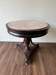 Antique Style Marble Top Circular Table By Leonardo Furniture