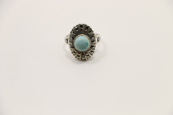 Sterling Silver Marcasite Stone Ring Size 7