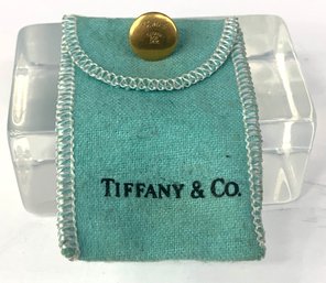 Tiffany & Co. 18K Gold Monogrammed  Dress Button Stud With Pouch