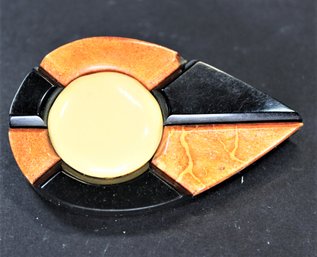 1980s Plastic Geometric Shaped Large Brooch