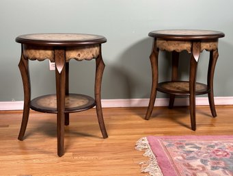 A Pair Of Decorative Side Tables With A Faux-Vintage Finish