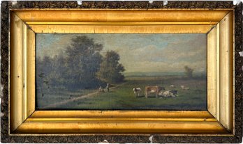 A Late 18th Century Original Oil On Canvas, Hudson River School, Signed Indistinctly, In 19th Century Frame
