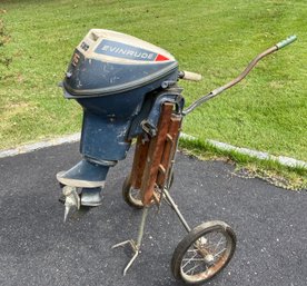 Vintage Evinrude Sportwin Outboard Motor On Rolling Caddy