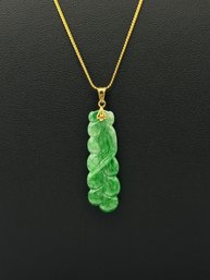 Antique Jade Pendant/ Necklace In 14k Yellow Gold