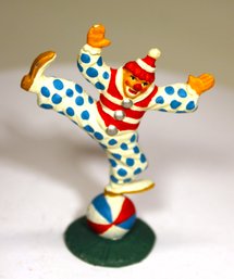 Original Paint Lead Circus Clown Figure Dancing On Ball