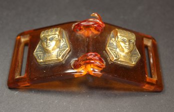 Egyptian Motif Belt Buckle Segment Bakelite Lucite Plastic