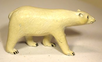 Vintage Walking White Polar Bear Circus Lead Figure Original Paint