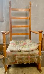 Ladderback Maple Rocking Chair With Upholstered Seat