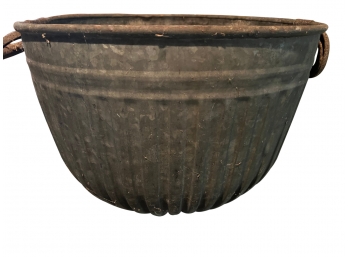 Large Galvanized Pot With Heavy Metal Handles